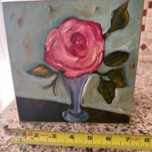 Floral Canvas Art with Pink Rose